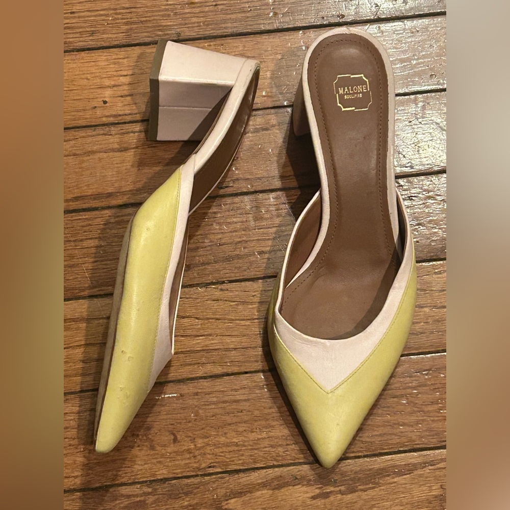 Malone Souliers Yellow and Cream Pointed Heels size 38